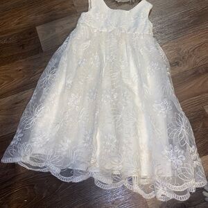 David's Bridal white Floral Lace Kids Dress